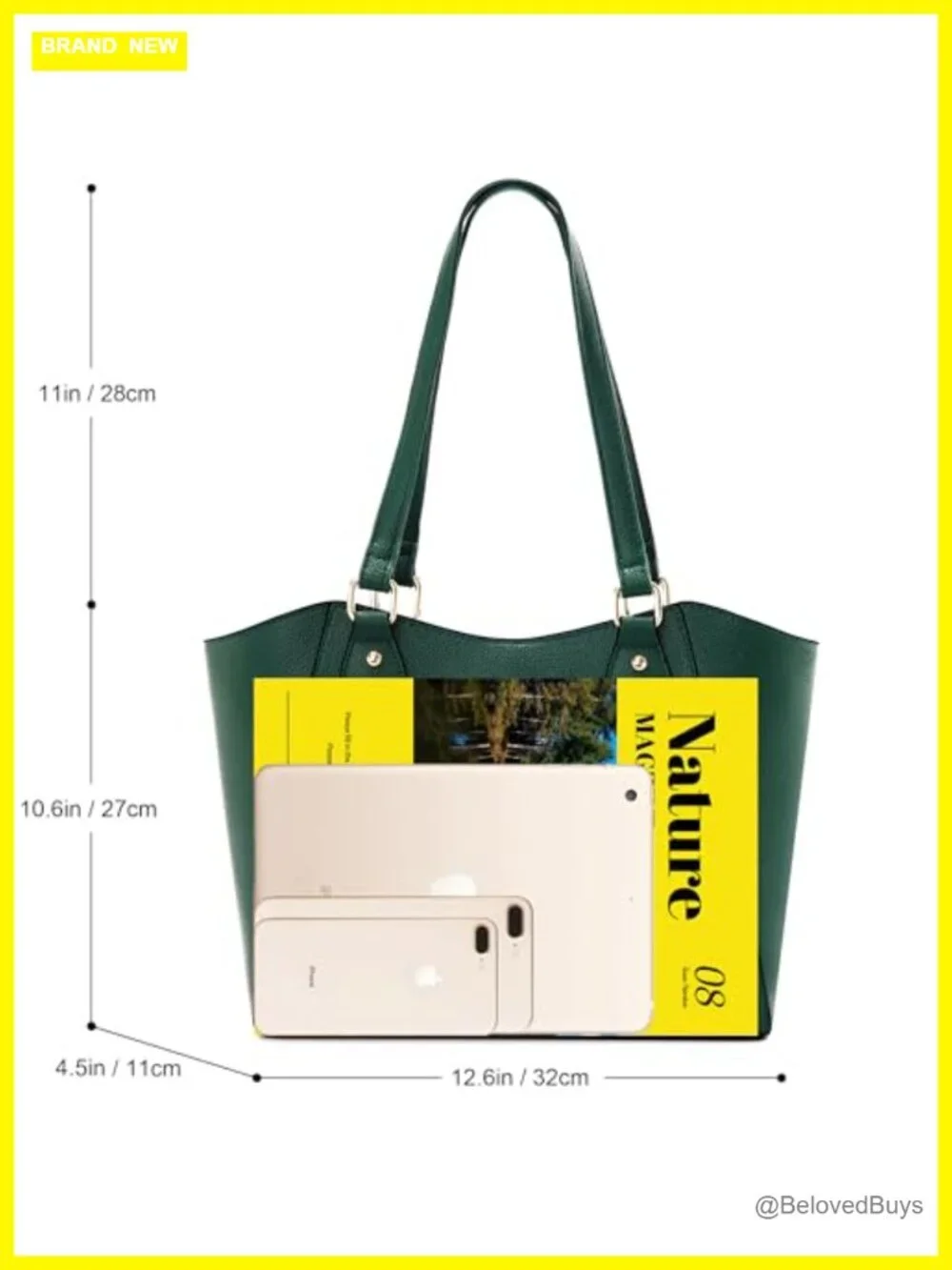 Large Tote Handbag PU Leather Shoulder Bag Vegan Leather Purse